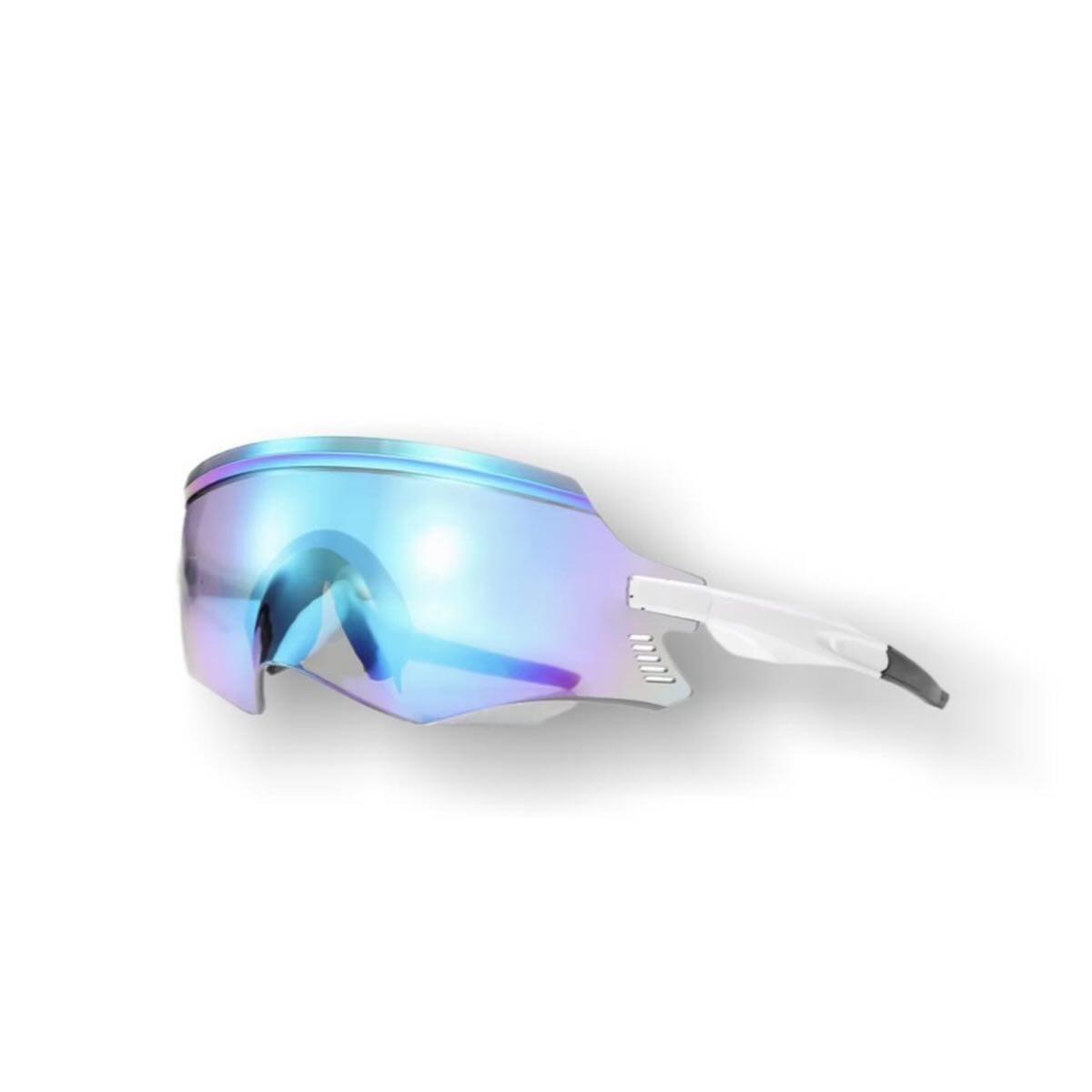 Shield sports sunglasses, White, blue mirror